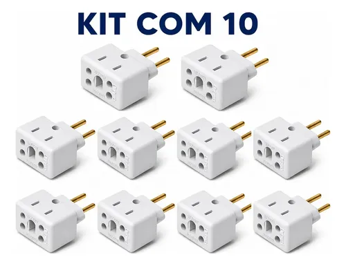Kit 10 Adaptador Plugue Bob Esponja Pinos Pino (apenas Estética) Chato Americano 127/220v