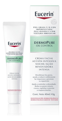 Eucerin Dermo Pure Oil Control Gel Creme Facial Ação Renova Momento de aplicação Dia/Noite Tipo de pele Oleosa