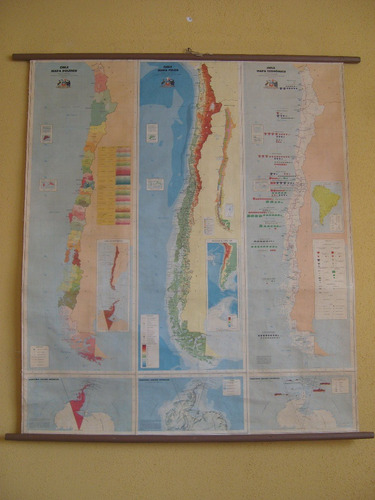Antiguo Mapa Político, Físico Y Económico De Chile - I G M