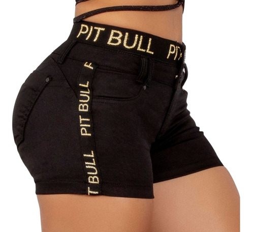 Short Feminino Pit Bull Jeans Pitbull Cintura Alta Confortáv