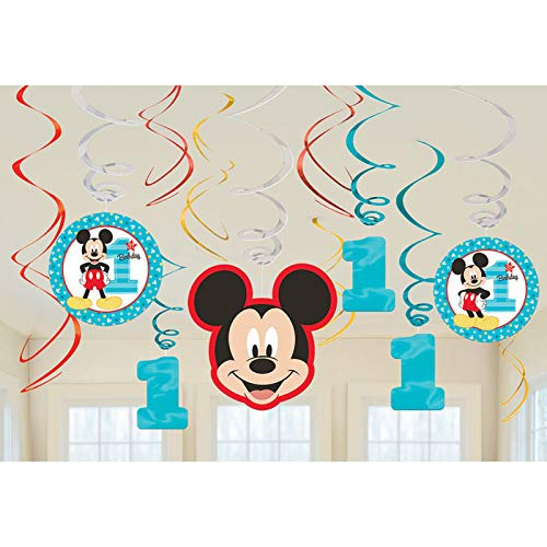 Amscan 1er Cumpleaños Mickey Mouse Swirl Decoraciones 12coun