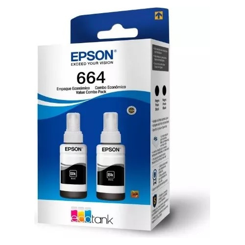 Botella Pack X 2 Tinta Epson Negra 664 Original L110 L1300