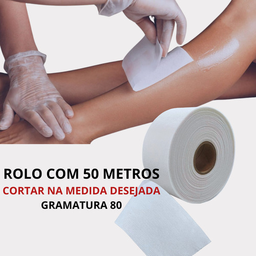 Papel Perlon P/ Depilação Gramatura 80 Rolo 50 Metros