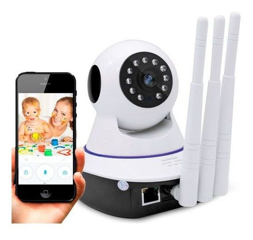 Camera Sem Fio Wiffi Ip Remota Com 3 Antenas Hd Audio P2p
