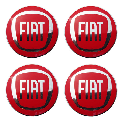 4 Emblemas Troquel Fiat Rojo Aluminio 7cm Para Pegar