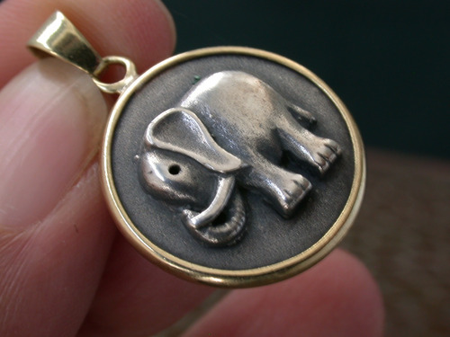 Luli Medalla Plata 925 Oro 18k Elefante Suerte Se Puede Grab