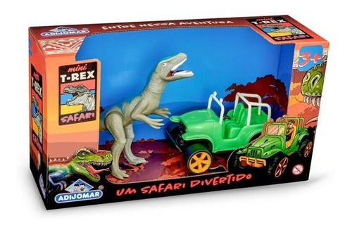 Kit Dinossauro Velociraptor + Jipe Mini Trex Safari Adijomar