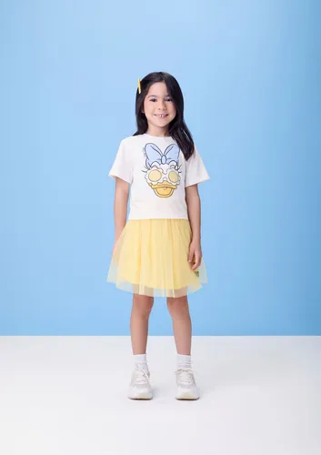 Conjunto Infantil Momi Com Blusa Branca Daisy Strass Disney