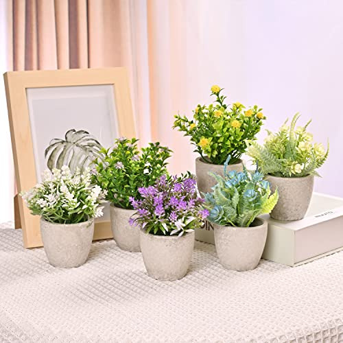 Conjunto De 6 Arreglos De Flores Artificiales En Maceta, Flo