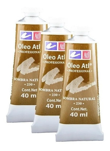 Oleo Atl T-14 40ml Arte Pintura Colores A Escoger 3 Pack Color del óleo Sombra Natural No. 230 3Pzs