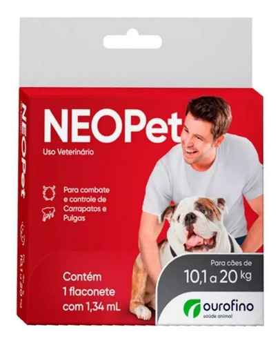 Frasco antiparasitário para pulga Ourofino Neopet para cão de 10kg a 20kg