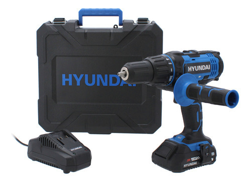 Taladro Atornillador Con Percutor A Batería Hyundai HYKCI20 20v 13mm Color Azul