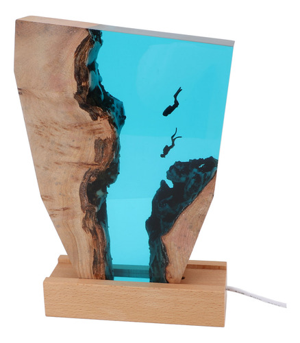 Led De Madera De Resina Night Diver Colorful Ocean