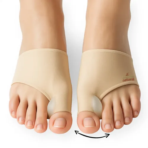 Par Meias Corretivas Joanete Silicone Corretor Ortopédico Trama Natural