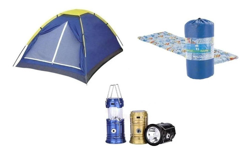 Kit Camping Barraca Para 4 Pessoas + 3 Colchonetes+ Lampião