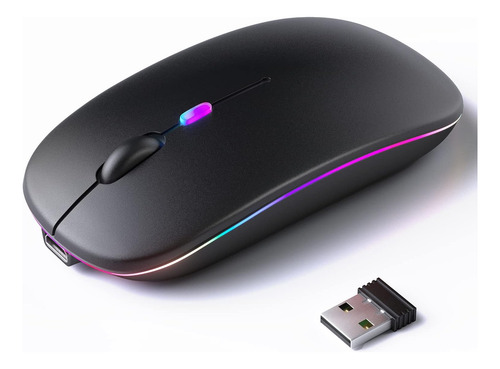Kanmabpc Ratón Bluetooth Inalámbrico, Led Recargable Dual...