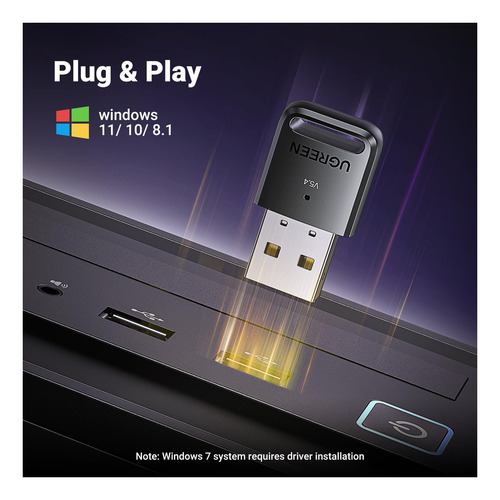 Adaptador Bluetooth Ugreen Usb 54 Para Pc, Plug & Play Para