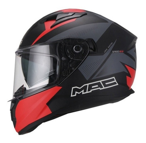Casco Moto Mac Speed 2.0 Raven Negro Mate Rojo Devotobikes