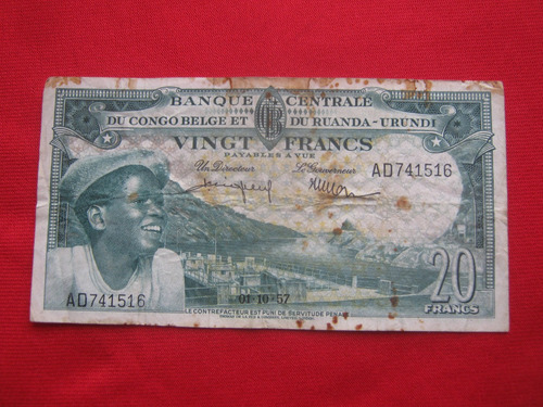 Congo Belga Ruanda Urundi 20 Francos 1957  