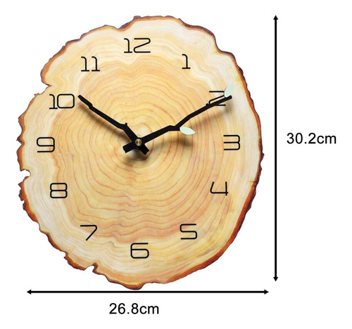 Reloj De Pared Rústico Tronco De Árbol Con Números