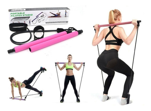 Barra Portatil De Pilates Ajustable Con Ligas De Resistencia