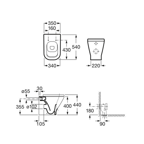 Imagen 4 de 8 de Combo Roca The Gap Inodoro Corto + Bidet 1 O 3 Agujeros