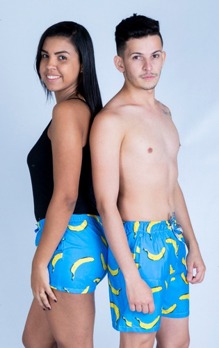 Bermuda Masculina + Short Feminino Casal Praia Verão 2020