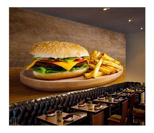 Papel De Parede Hamburguer Carne Queijo 3d M² Al162