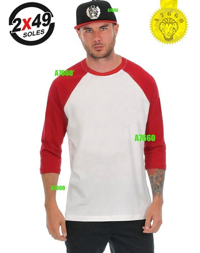 Polo Manga 3/4 Raglan T-shirt Rangla Larga Corta Hombre Skat