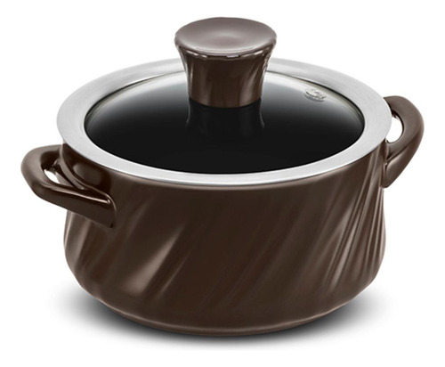Jogo 5 Peças Panelas Cerâmica Para Fogão De Indução Twist Cor Chocolate Ceraflame