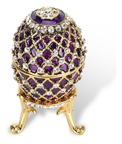 Huevo De Fabergé Esmaltado, Adorno Pintado En Oro Vintage De