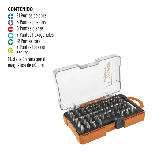 Juego Puntas Mixtas Desarmador 1´ Zanco 1/4´ 58 Pzas 11889