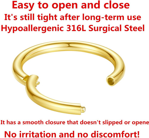 Anangelove Anillo Nasal Para Piercing, 16 Mm, Calibre 8