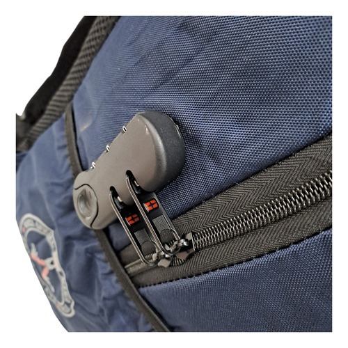 Mochila Backpack Uso Rudo Para Viaje Con Mecanismo Antirrobo Para Laptop 15.6 Pulgadas Con Usb Mochila Escolar Impermeable Deportiva Azul