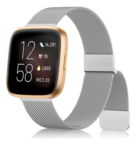 Ak Correa De Metal Compatible Con Correas Fitbit Versa 2/fi.