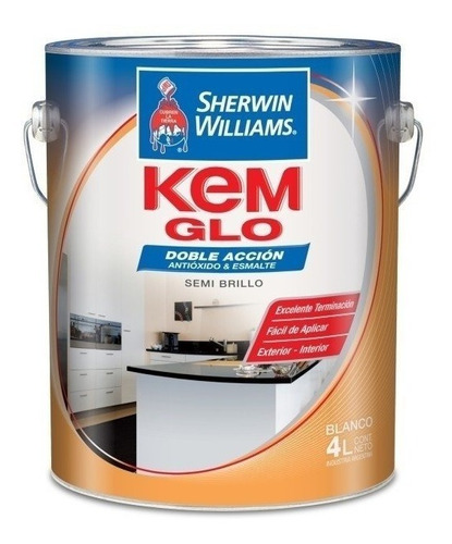 Kem Glo Esmalte Sintetico Semi Brillo X 4 Lt Sherwin Pintura