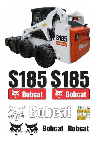 Kit Adesivo Mini Carregadeira Bobcat S185 + Etiquetas Mk Cor ADESIVO COM ETIQUETAS PARA MINI CARREGADEIRA BOBCAT S185