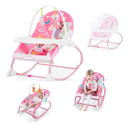 Bouncer Silla Mecedora Para Bebé Aeiou Hb333 Periquera 4en1 Color Rosa Jirafa