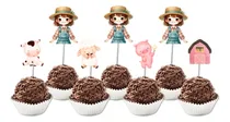 Comprar 50 Toppers Tags Para Docinhos Fazendinha Menina Aniversário