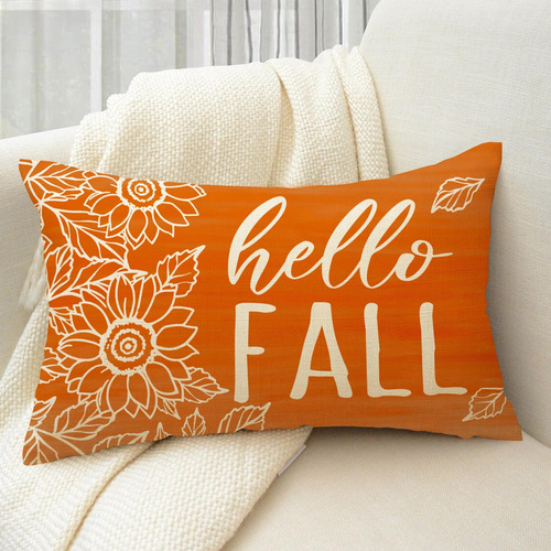 Softxpp Hello Fall Lumbar Lumbar Decorative Throw Cubierta D