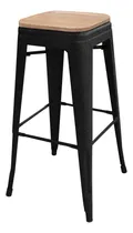 Comprar Taburete Alto Tolix Asiento De Madera - Desillas Color Tono Negro Microtexturado