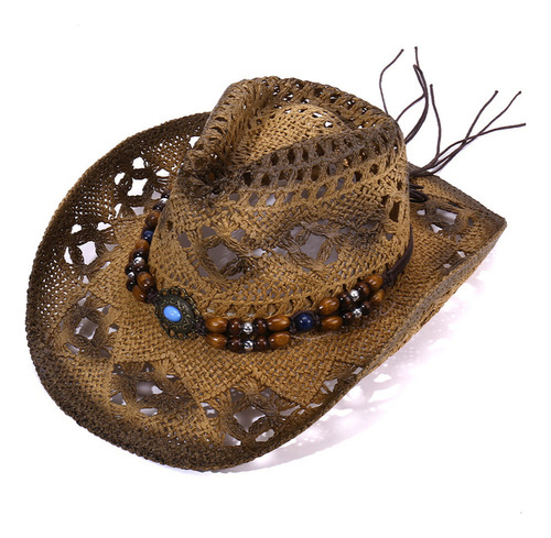 Sombrero De Playa Straw Cowboy Cowgirl For Hombre Y Mujer,