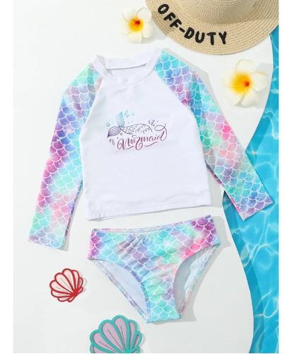 Shein Niñitas Bañador Bikini Con Escama De Pescado