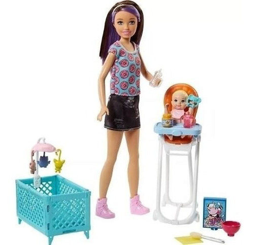 Muñeca Barbie Skipper Babysitters Corral Bebe Fhy98