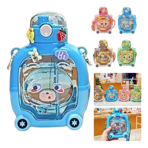 Botella Cantimplora Carro Con Estampas Y Reloj De 1lt