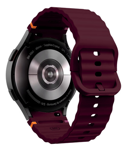 Pulseira Fecho Silicone Respirável Para Galaxy Watch 4 5 6 7 Cor Vinho