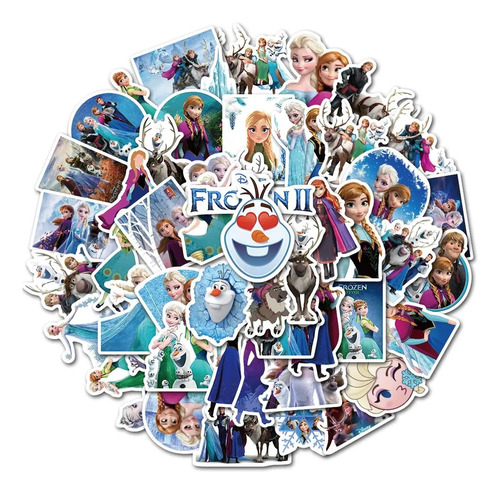 Frozen Pelicula 50 Calcomanias Stickers Pvc Contra Agua Elsa