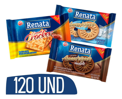 Kit Biscoito Em Sache Renata Chocolate Cracker Leite - 120 U