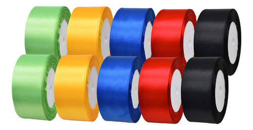 Rollo De Liston Satinado Colores 38mm X 22.8m 10pcs