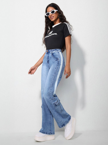 Jeans Sueltos Cargo Para Mujer Pantalones Rectos Tiro Alto